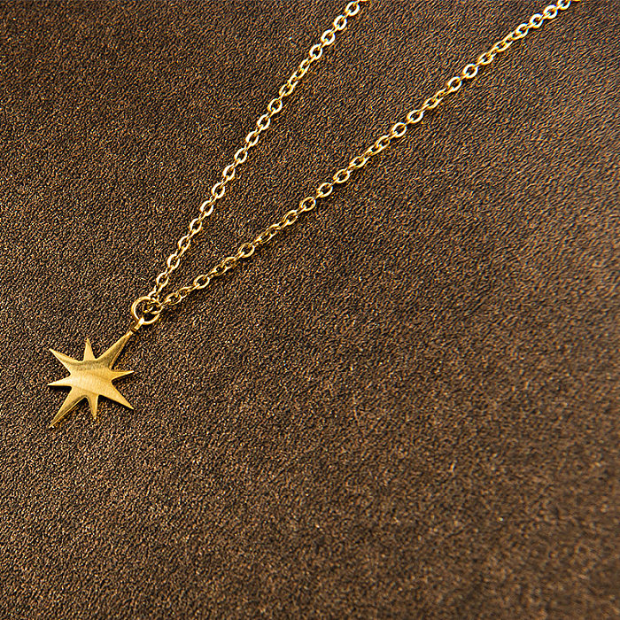 Six-pointed Star Pendant Necklace Short Stainless Steel  Female Clavicle Chain
