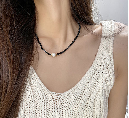 1 Piece Fashion Circle Stainless Steel Beaded Necklace