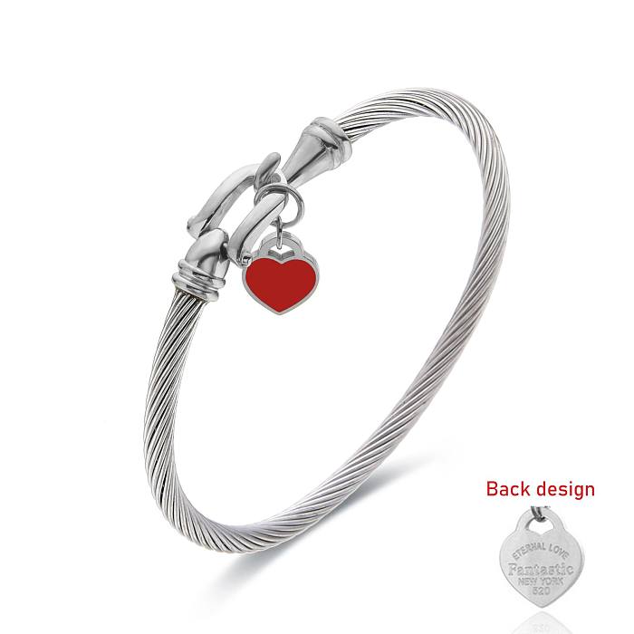 Bracelet plaqué or en acier inoxydable en forme de cœur de style simple