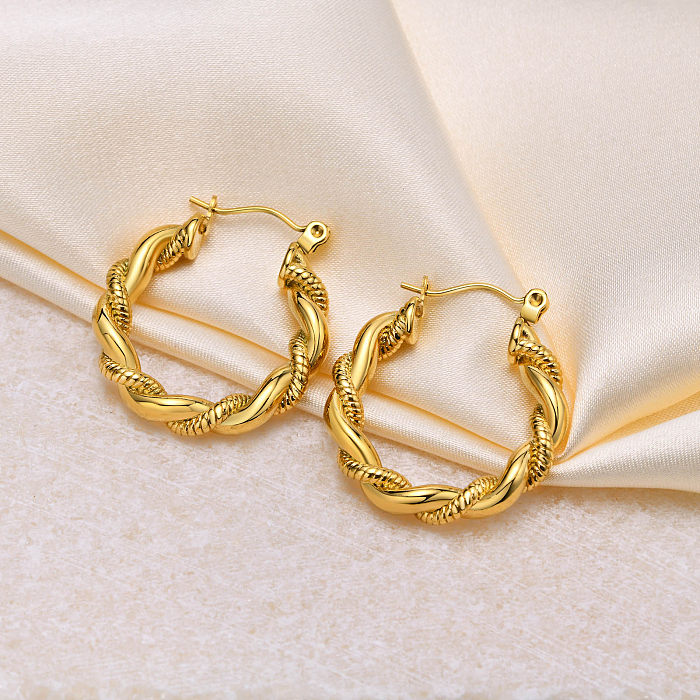 1 Pair Casual Solid Color Stainless Steel  Earrings