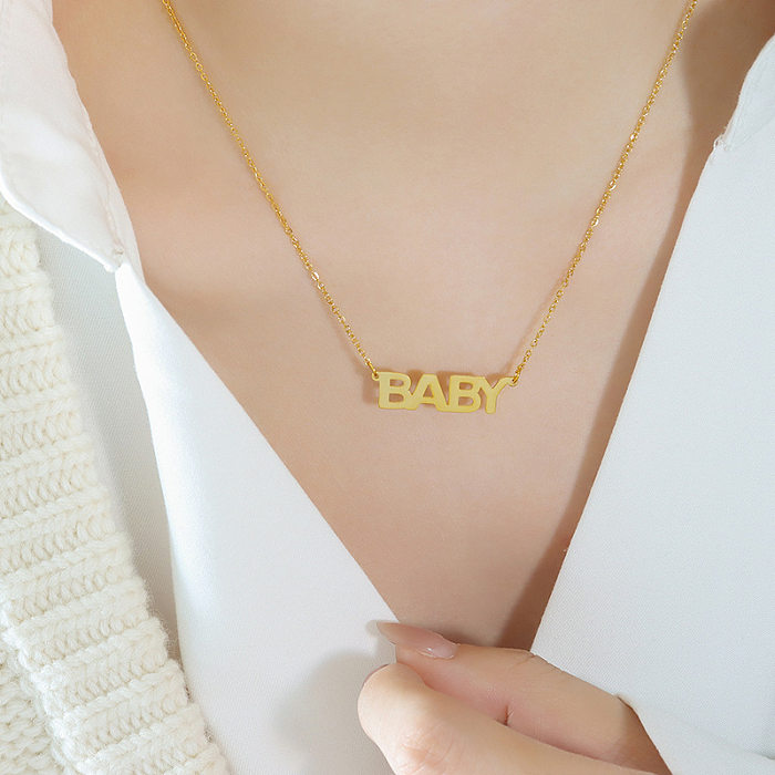 1 Piece Simple Style Letter Stainless Steel Plating Hollow Out Necklace