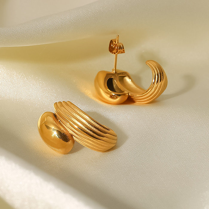 Fashion Geometric Stainless Steel  Ear Studs Layered Gold Plated Stainless Steel  Earrings
