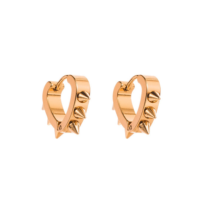Einfache, geometrische Ohrringe mit Strasssteinen, Edelstahlbeschichtung, 1 Paar