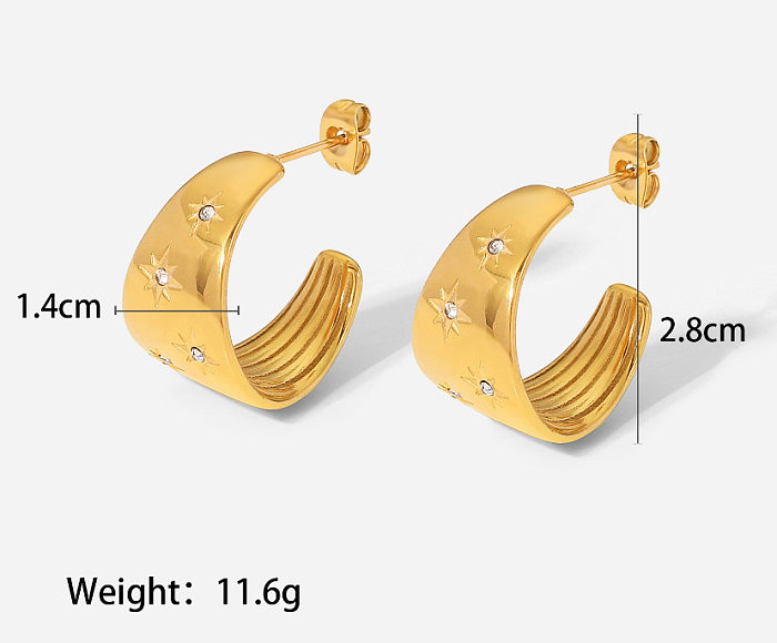 1 paire de clous d'oreilles en acier inoxydable et Zircon, Style Simple, incrustation de couleur unie