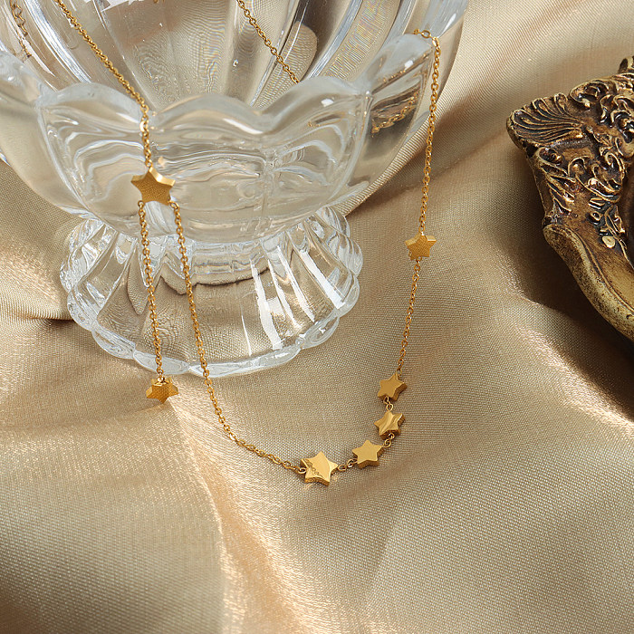 Collar chapado en oro de 18 quilates con revestimiento de acero inoxidable y estrella de estilo simple estilo hada