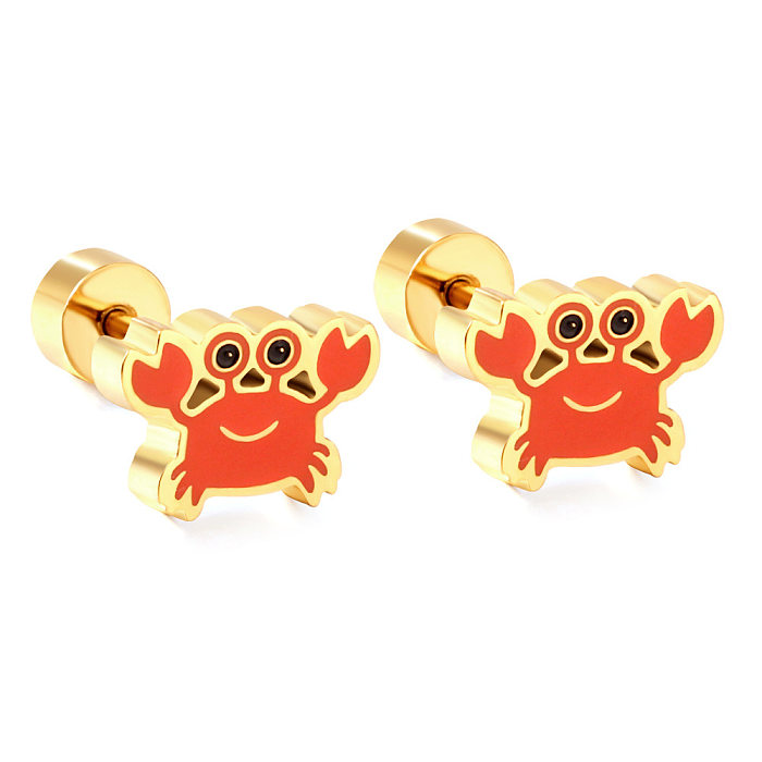 Cute Penguin Dolphin Stainless Steel  Ear Studs 1 Pair