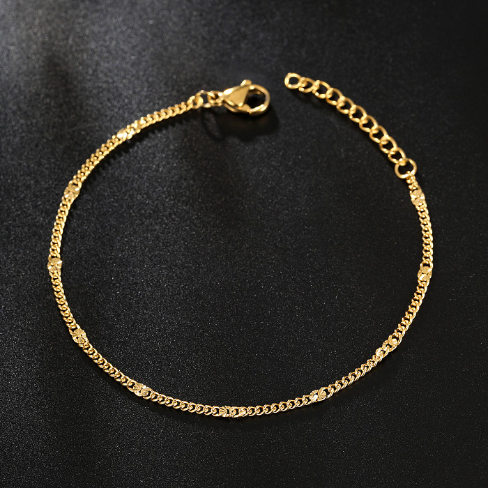 Casual Beach Simple Style Solid Color Stainless Steel Plating Chain 18K Gold Plated Bracelets