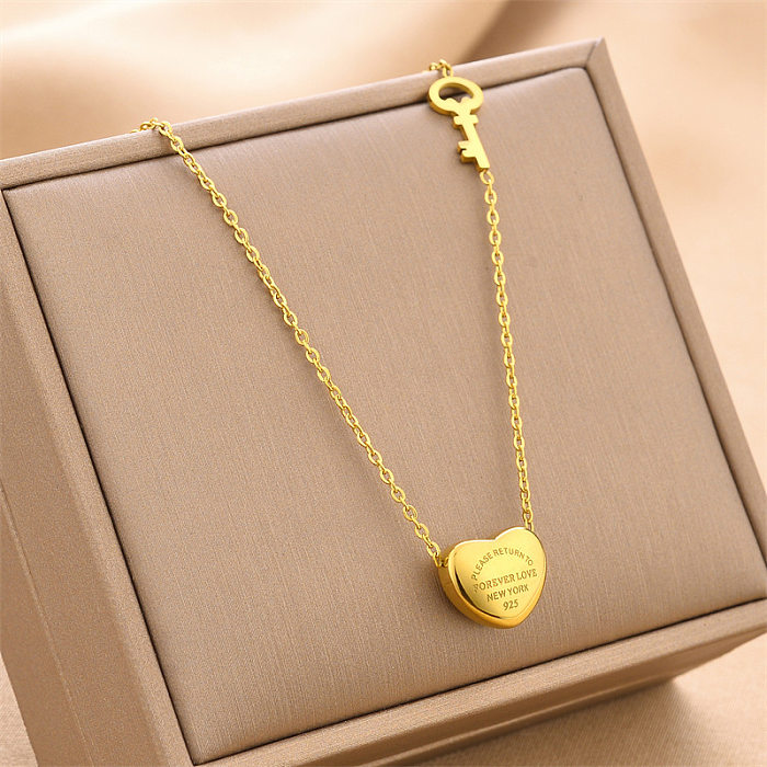 Simple Style Letter Heart Shape Stainless Steel Plating Necklace 1 Piece