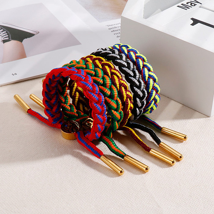 European And American Creative Stainless Steel Braided Multicolor Couple Draw Handle Rope