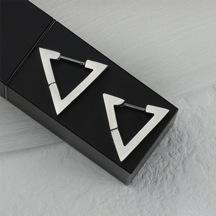 Brincos triangulares simples, brincos de aço inoxidável da moda, brincos de hip-hop
