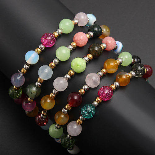 Farbblock-Armbänder aus Edelstahl im Vintage-Stil mit künstlicher Perlenbeschichtung und 18 Karat vergoldet