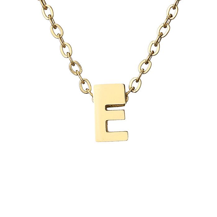 Lässige, schlichte Buchstaben-Halskette mit vergoldeter Edelstahlbeschichtung
