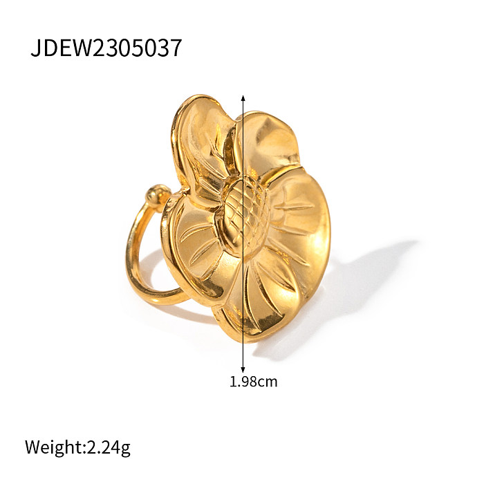 1 par de algemas de orelha banhadas a ouro 18K com revestimento de girassol em aço inoxidável