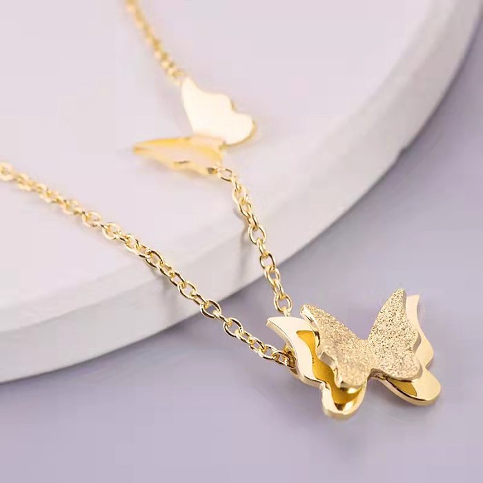 Fashion Letter Stainless Steel  Plating Layered Necklaces 1 Piece