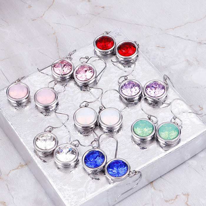 Simple Round Zircon Multicolor Stainless Steel  Earrings Wholesale jewelry