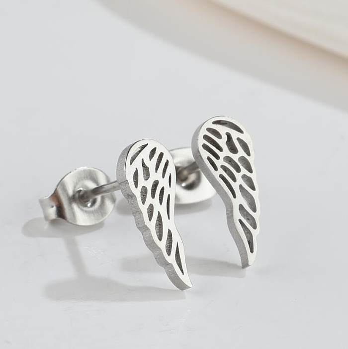 Brincos de orelha revestidos de aço inoxidável Fashion Wings 1 par