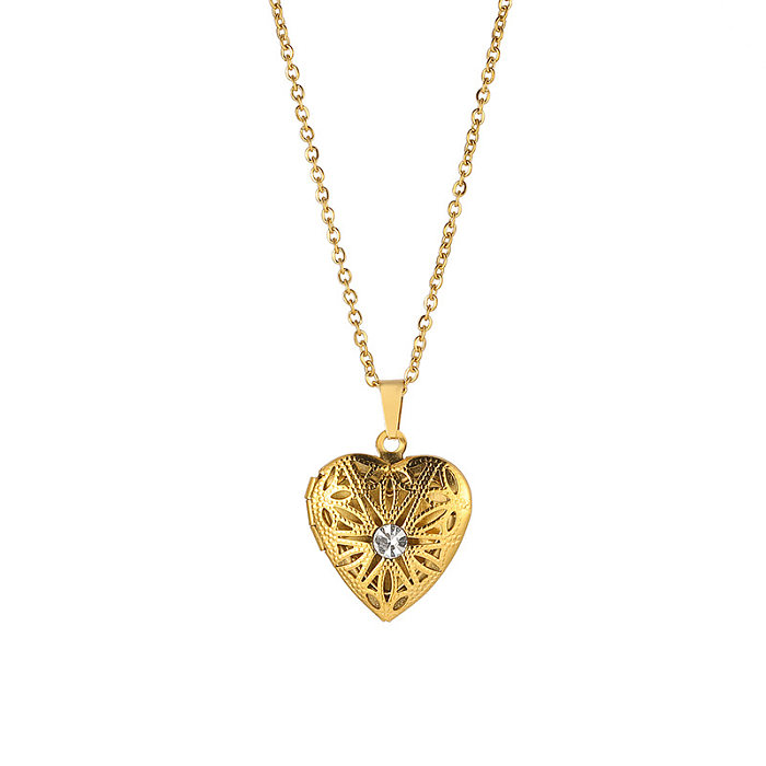 Collier en acier inoxydable pour femmes, bijoux de Couple en cristal en forme de cœur
