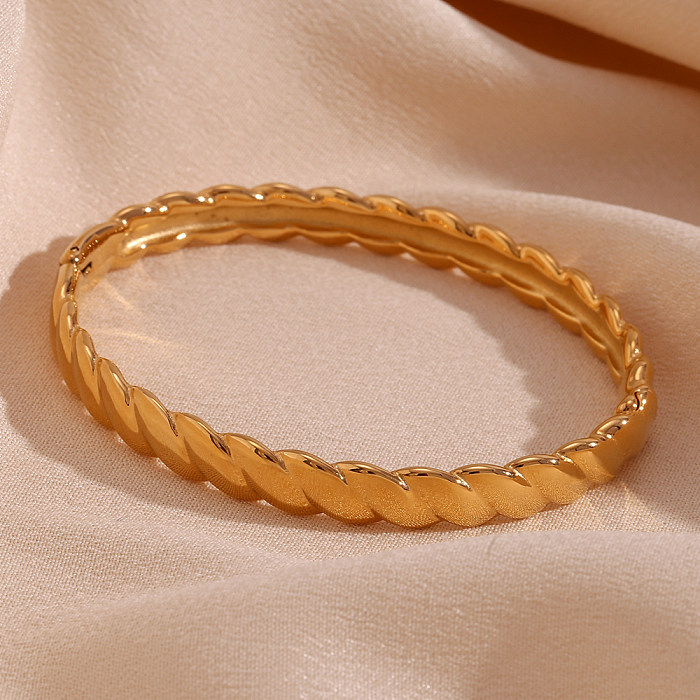 Simple Style Classic Style Solid Color Stainless Steel Plating 18K Gold Plated Bangle