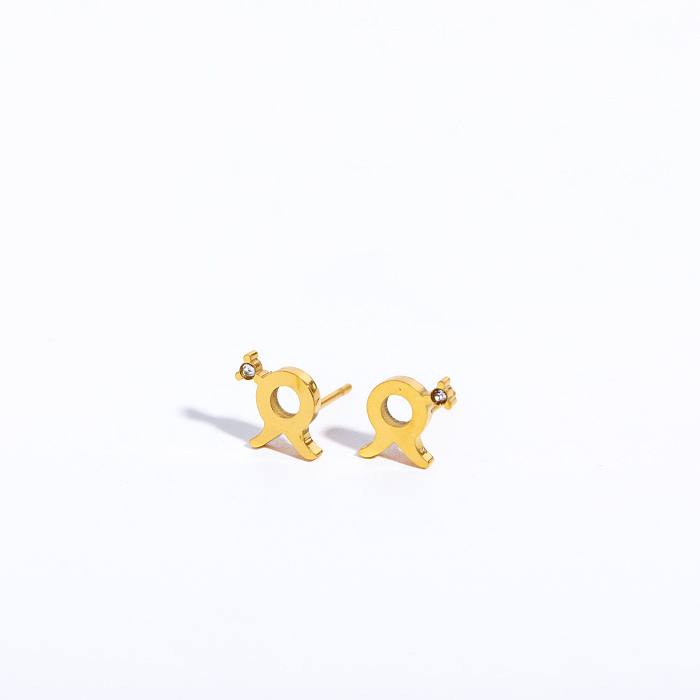 1 Pair Basic Simple Style Commute Constellation Plating Inlay Stainless Steel  Zircon 18K Gold Plated Ear Studs