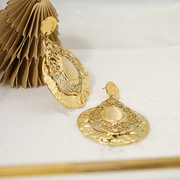1 par de brincos estilo IG estilo barroco com gotas de água banhadas a ouro 18K em aço inoxidável