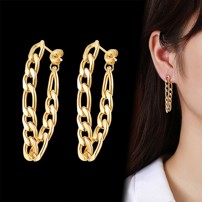 1 Paar IG Style Simple Style einfarbige Edelstahl-Ohrringe mit 18-Karat-Vergoldung