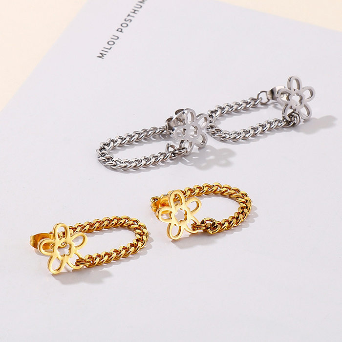 Fashion Flower Stainless Steel  Earrings Plating No Inlaid Stainless Steel  Earrings