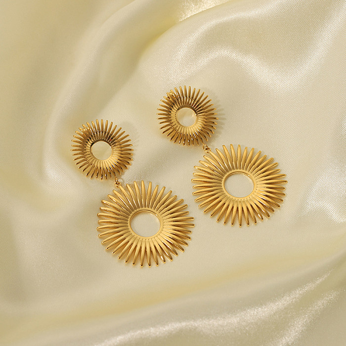 1 paire de boucles d'oreilles pendantes en acier inoxydable plaqué or 18 carats, style classique et simple