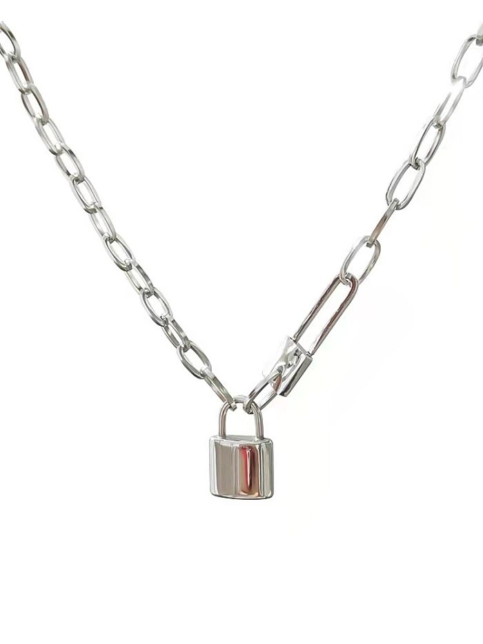 Hip-Hop Lock Stainless Steel Plating Necklace