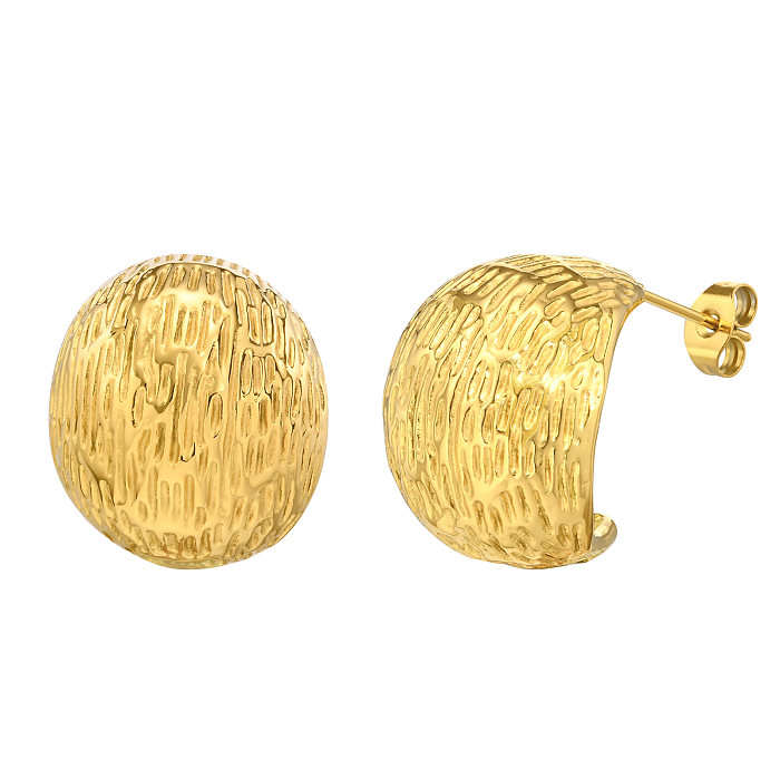 1 par estilo vintage estilo francês estilo simples chapeamento de cor sólida aço inoxidável 18K brincos de argola banhados a ouro