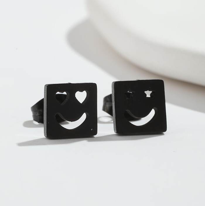 1 Pair Fashion Heart Shape Smiley Face Wings Stainless Steel  Plating Hollow Out Ear Studs