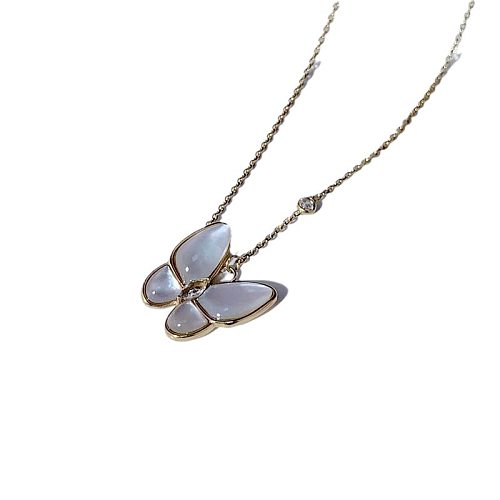 Simple Style Bow Knot Stainless Steel Inlay Agate Pendant Necklace