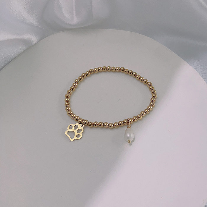 Simple Style Snake Dragonfly Butterfly Stainless Steel Beaded Plating Hollow Out Bracelets 1 Piece
