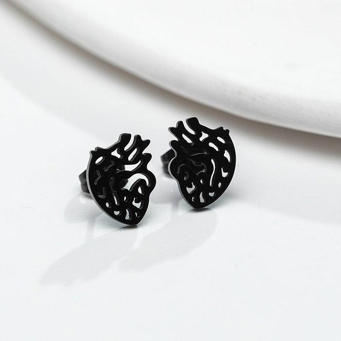 1 paire de clous d'oreilles plaqués en acier inoxydable, lettres géométriques de Style Simple en forme de cœur