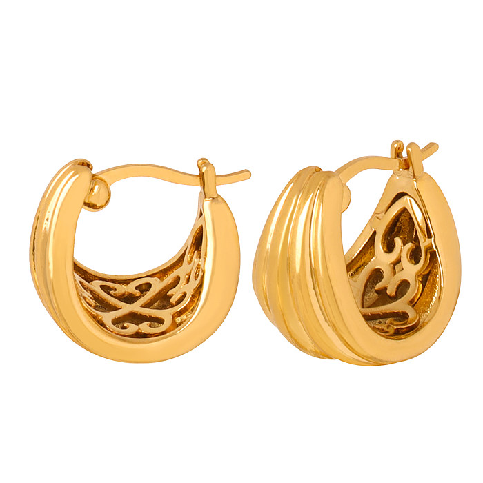 1 Pair Simple Style Solid Color Plating Stainless Steel 18K Gold Plated Earrings