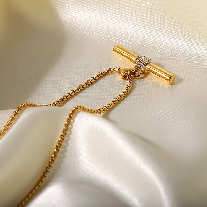 Modische geometrische Edelstahl-Anhänger-Halskette, vergoldete künstliche Diamant-Edelstahl-Halsketten