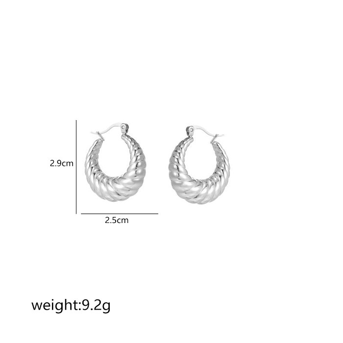 1 Pair Simple Style Commute Shiny Irregular Geometric Circle Plating Stainless Steel  White Gold Plated Earrings