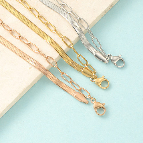 Hip-Hop Rock Solid Color Stainless Steel Plating Chain Gold Plated Silver Plated Necklace