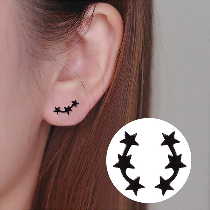 Damen-Ohrringe im einfachen koreanischen Stil, Stern-Edelstahl, ohne eingelegte Ohrstecker, Edelstahl-Ohrringe