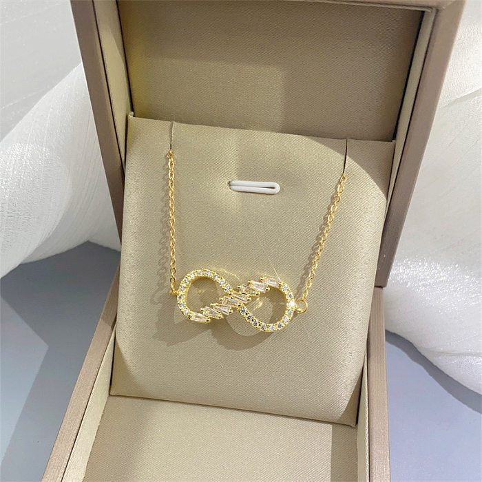 Cross-Border New Arrival 8-Word Love Necklace Women's Unlimited Love Double 8-Word Connected Pendant European And American Simple Jewelry Clavicle
