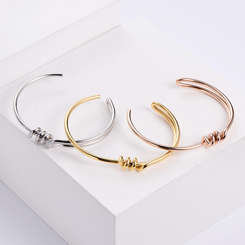 Korean Simple Round Solid Color Knotted Stainless Steel Bracelet Wholesale jewelry