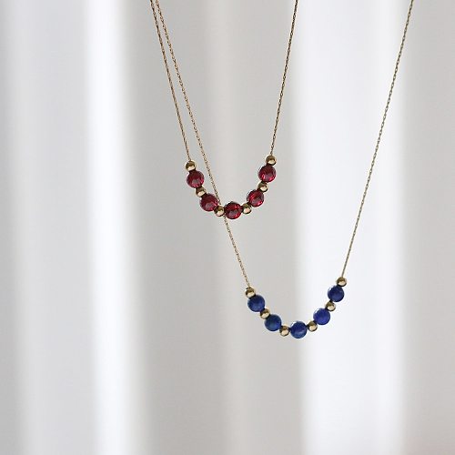 Fashion Geometric Stainless Steel Inlay Natural Stone Necklace