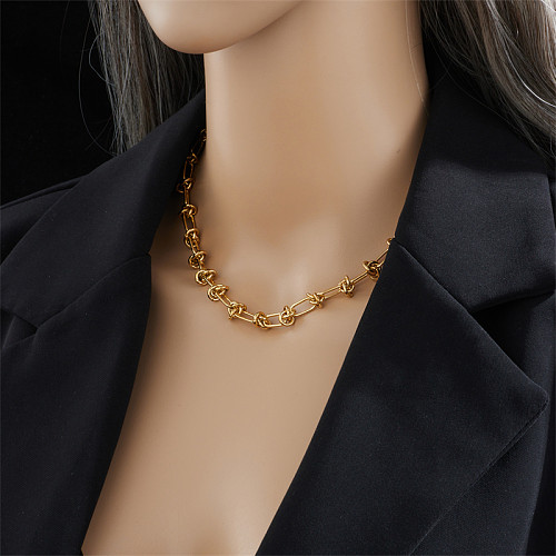 Vintage Style Geometric Stainless Steel  Necklace Gold Plated Stainless Steel  Necklaces