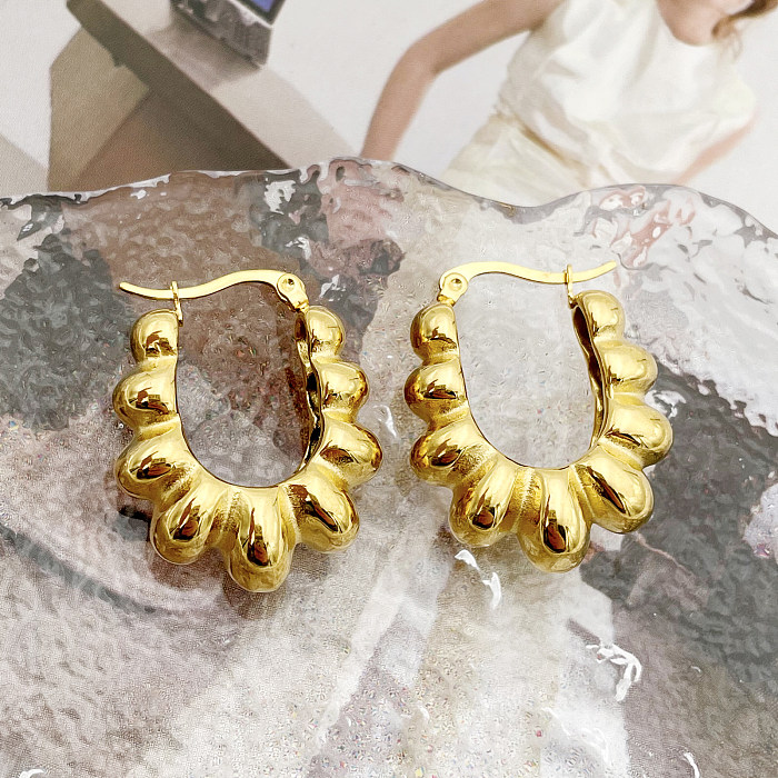 1 Pair Simple Style Roman Style U Shape Stainless Steel  Metal Polishing Plating Gold Plated Earrings