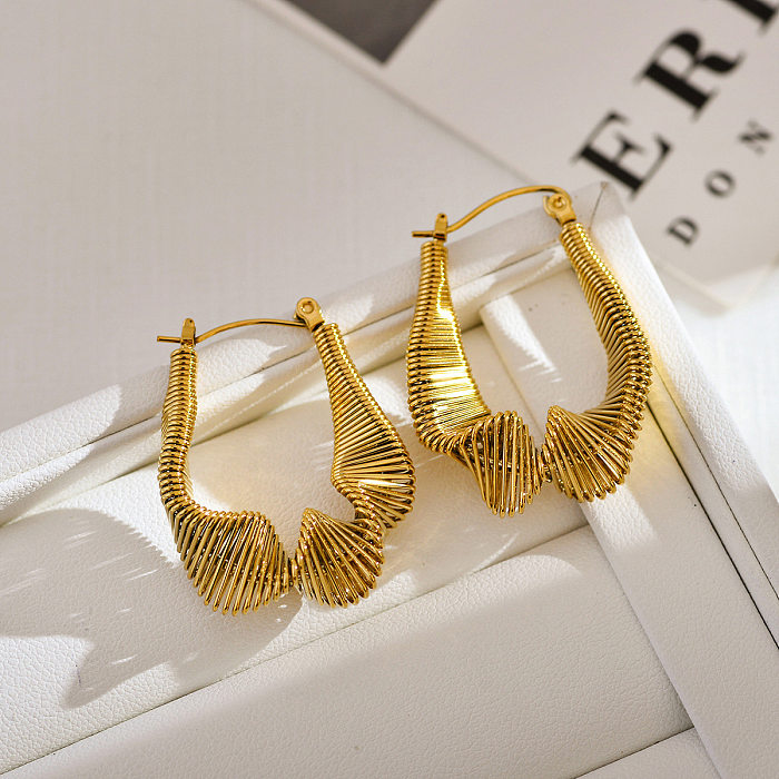 1 Pair Classic Style Solid Color Plating Stainless Steel  18K Gold Plated Earrings
