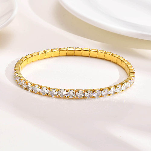 Simple Style Square Stainless Steel Inlay Zircon Bracelets 1 Piece