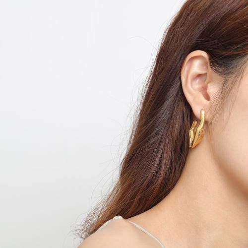 1 Paar lässige, elegante, klassische Ohrringe aus Edelstahl mit 14-Karat-Vergoldung, einfarbig