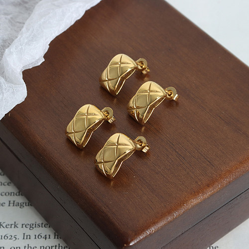 1 par de aretes chapados en oro de 18 quilates de acero inoxidable chapado en Color sólido de estilo Simple elegante
