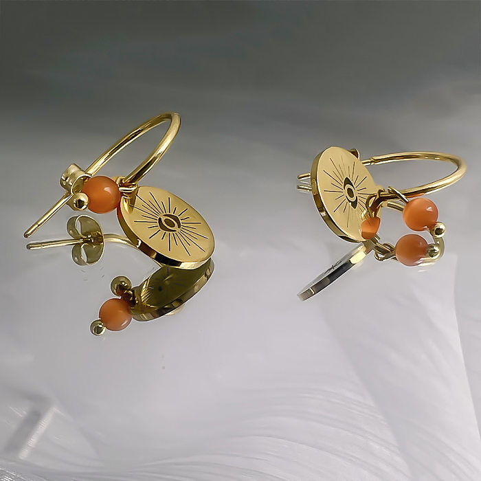 1 paire de boucles d'oreilles pendantes en acier inoxydable de style classique