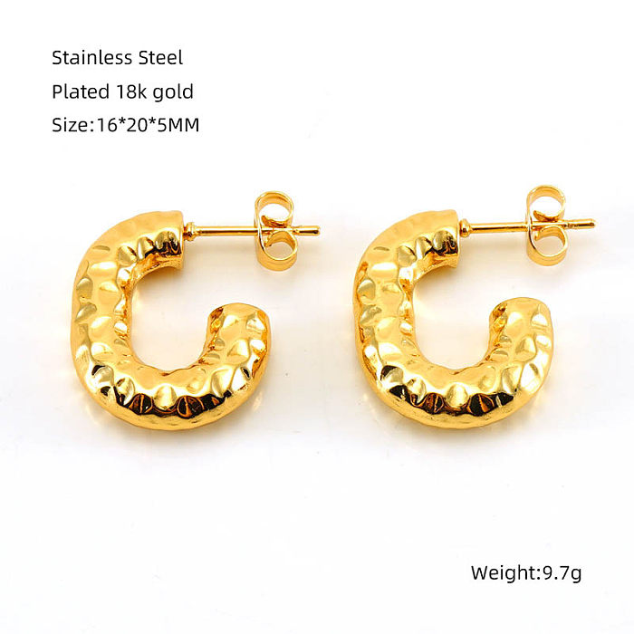 1 Pair Elegant Water Droplets Polishing Gold Plated Stainless Steel  18K Gold Plated Earrings