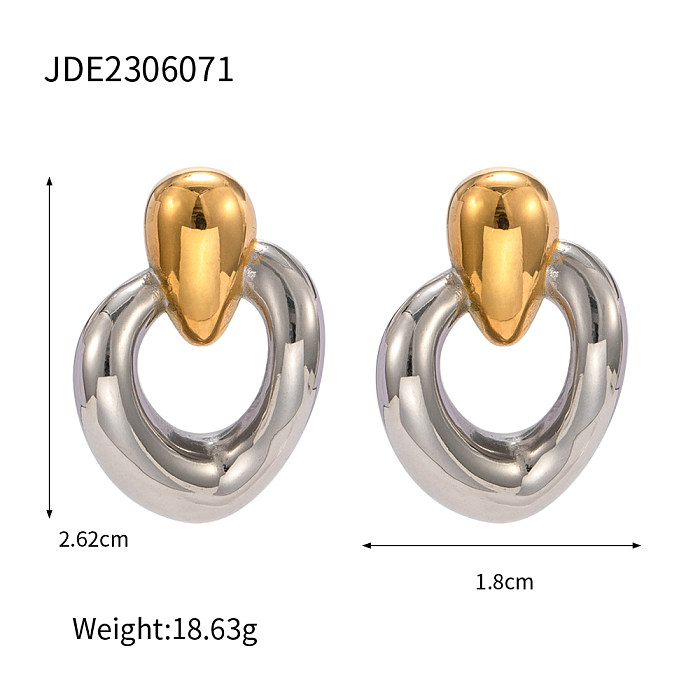1 par de brincos banhados a ouro 18K com revestimento irregular estilo IG em aço inoxidável